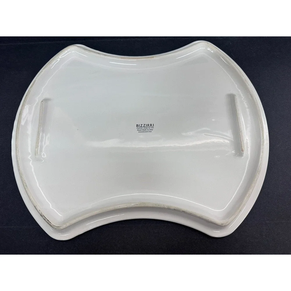 Bizzirri Handmade Platter Serving Dish Plate White Made in Italy